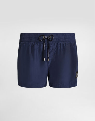 Dolce & Gabbana Boxer de bain court avec plaquette à logo Bleu M4E48TONO06