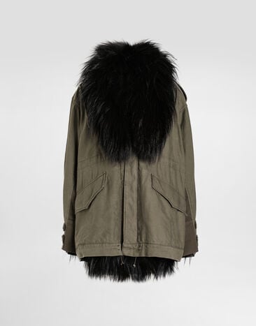 Dolce & Gabbana Oversized canvas parka Grey F9U00ZGDDHQ