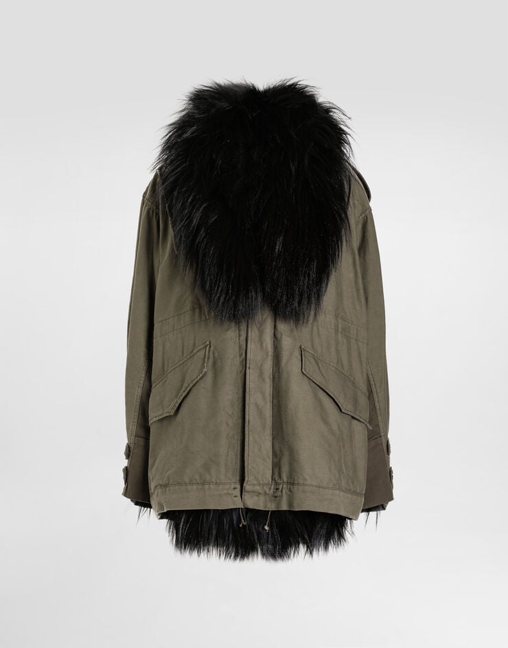 Dolce & Gabbana Oversized canvas parka Grey F9U00ZGDDHQ