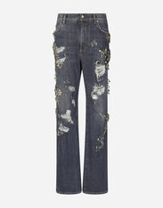 Dolce & Gabbana Denim jeans with ripped details and appliqués Animal Print FTBWQTFSSEP
