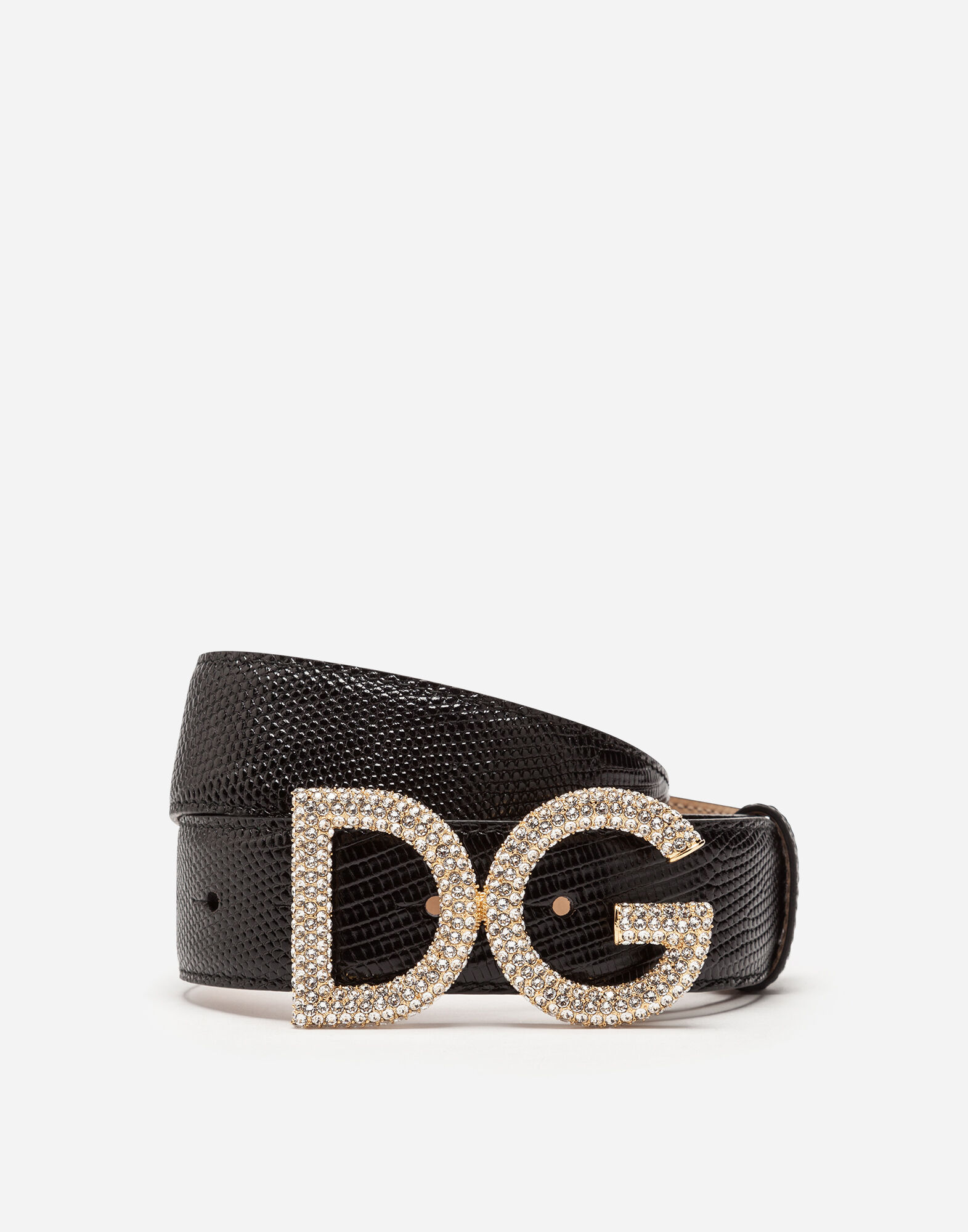 Ceinture en cuir de veau imprim iguane Ceintures Femme