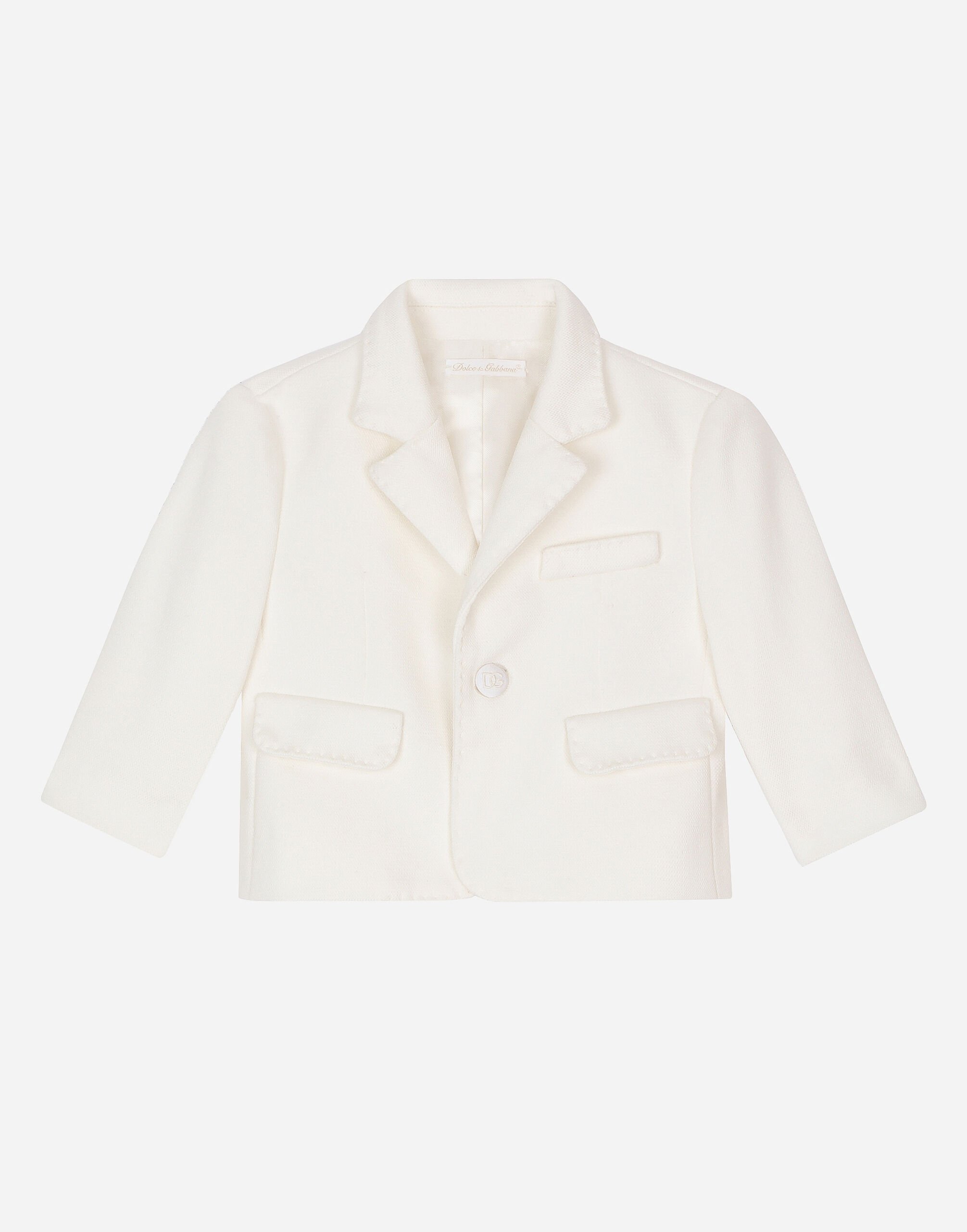 Dolce & Gabbana Klassische einreihige Jacke aus strukturiertem Jersey Weiss L0EGG2FU1L6