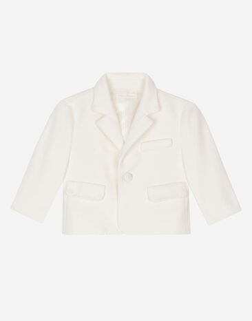Dolce&Gabbana Classic single-breasted textured jersey jacket White L0EGG6HU7OM