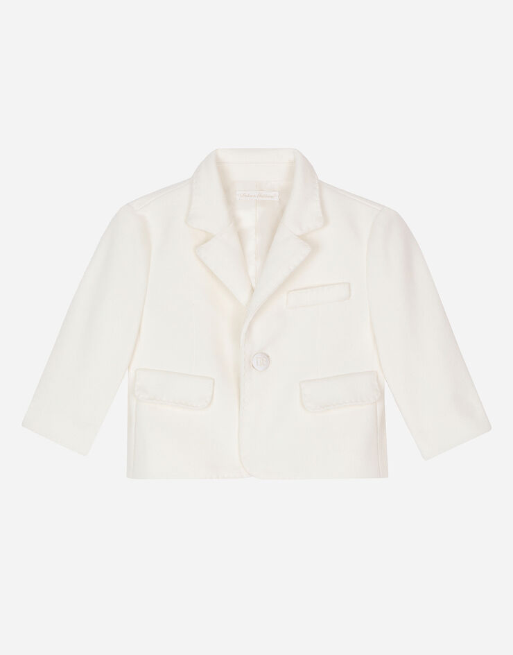 Dolce & Gabbana Classic single-breasted textured jersey jacket White L0EGG6HU7OM