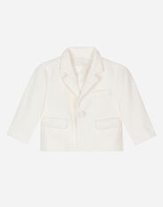 Dolce & Gabbana Classic single-breasted textured jersey jacket White L0EGG6HU7OM