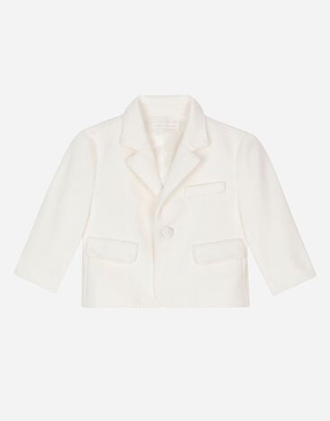 Dolce & Gabbana Klassische einreihige Jacke aus strukturiertem Jersey Weiss L0EGG2FU1L6