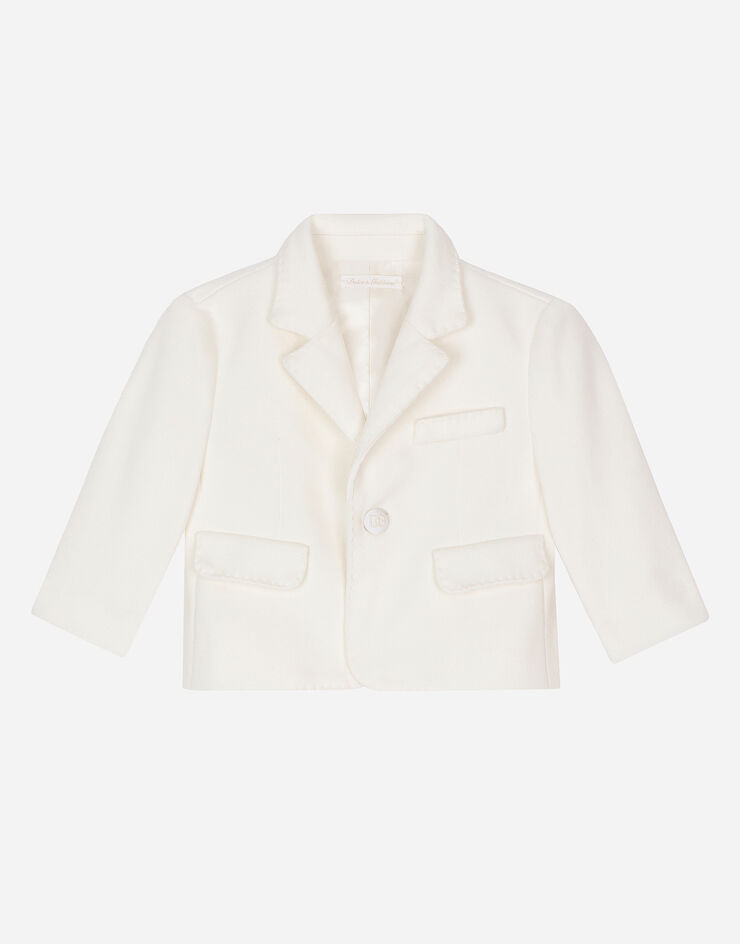 Dolce & Gabbana Klassische einreihige Jacke aus strukturiertem Jersey Weiss L0EGG6HU7OM