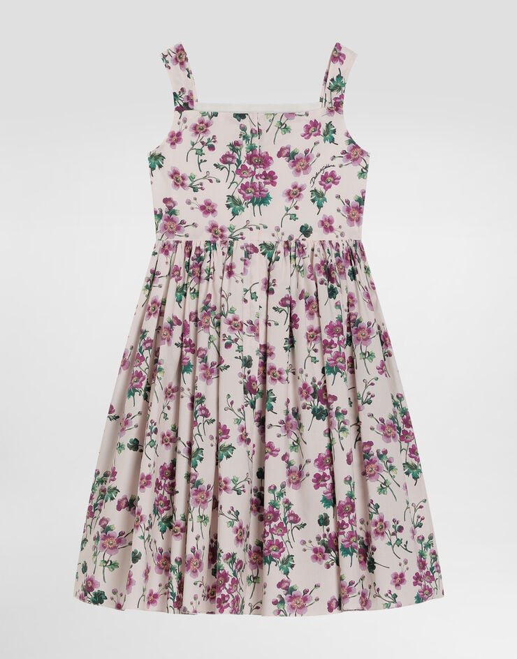 Dolce & Gabbana Violets-print poplin dress Print L54DJ7HS5TX