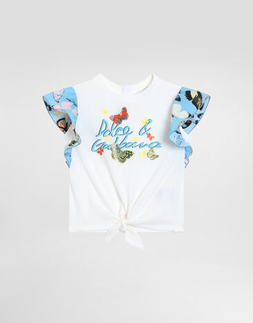 Dolce & Gabbana Jersey and poplin T-shirt with Dolce&Gabbana logo Print L2JTNSG7O0O