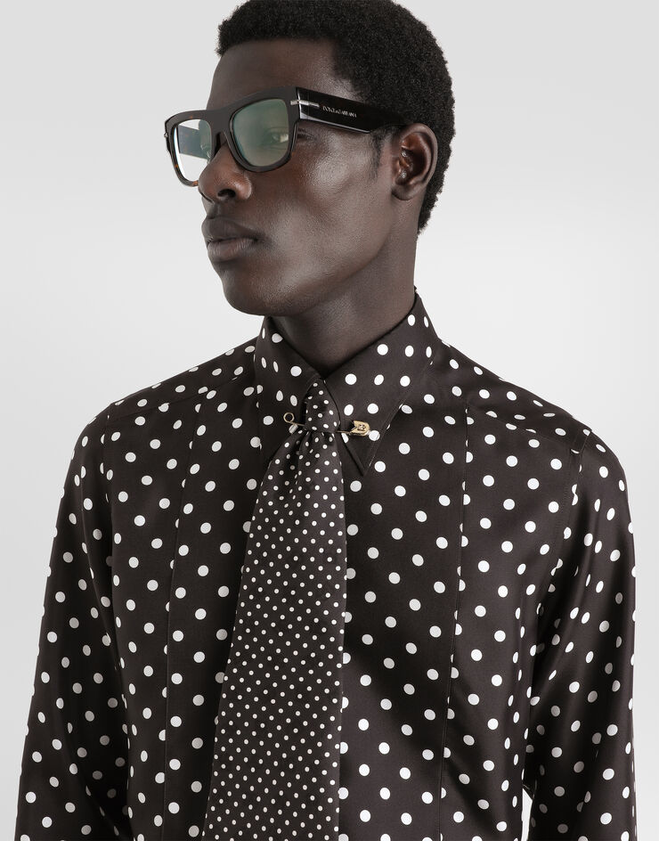 Dolce & Gabbana Polka dot-print silk twill gold shirt Dolce & Gabbana Polka dot-print silk twill gold shirt Multicolor G5PD7TIS14C