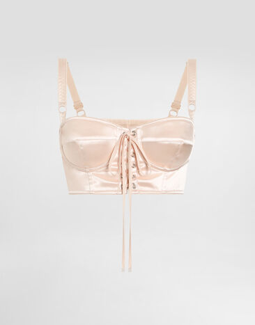 Dolce & Gabbana Bralette top with corset details Pink F7AW6TGDCMX