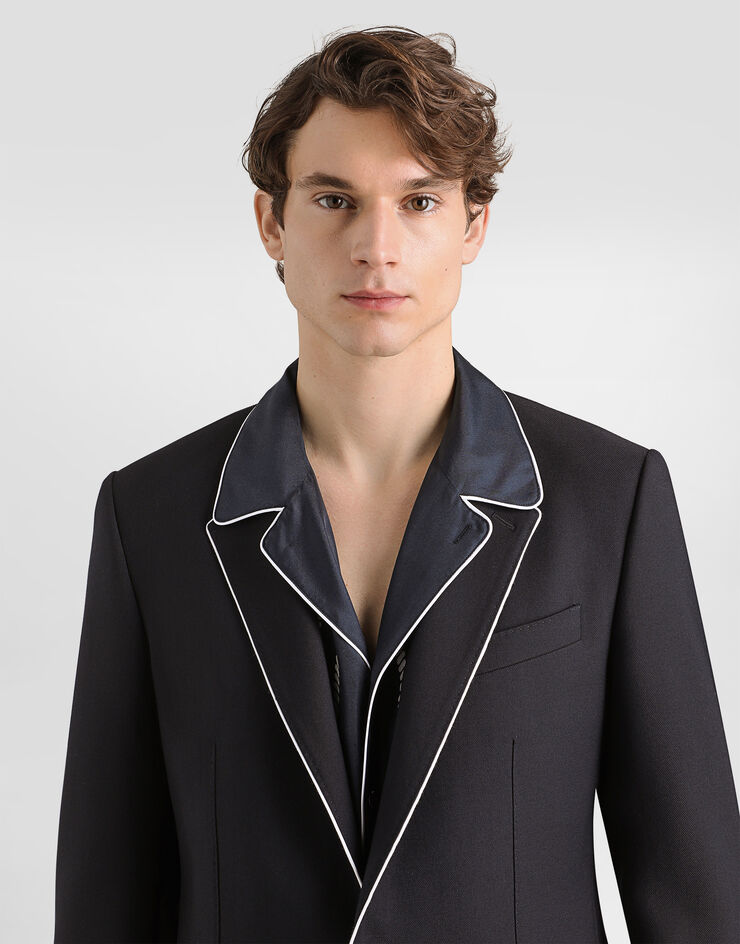 Dolce & Gabbana جاكيت Martini Light بصف أزرار واحد من تويل صوف Blue G2WP8THU2AQ