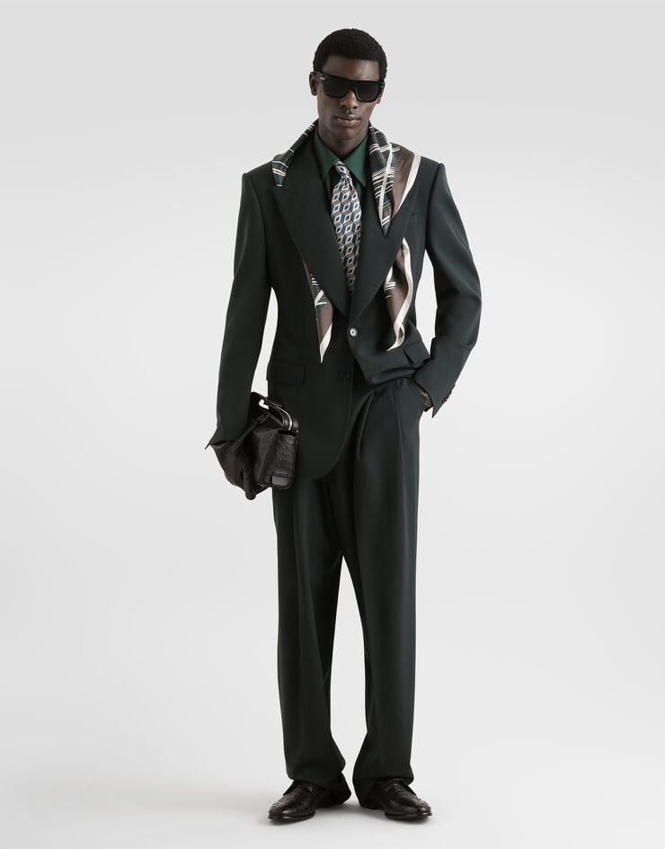 Dolce & Gabbana Single-breasted micro-rib jacket Green G2WS1TFUBG3