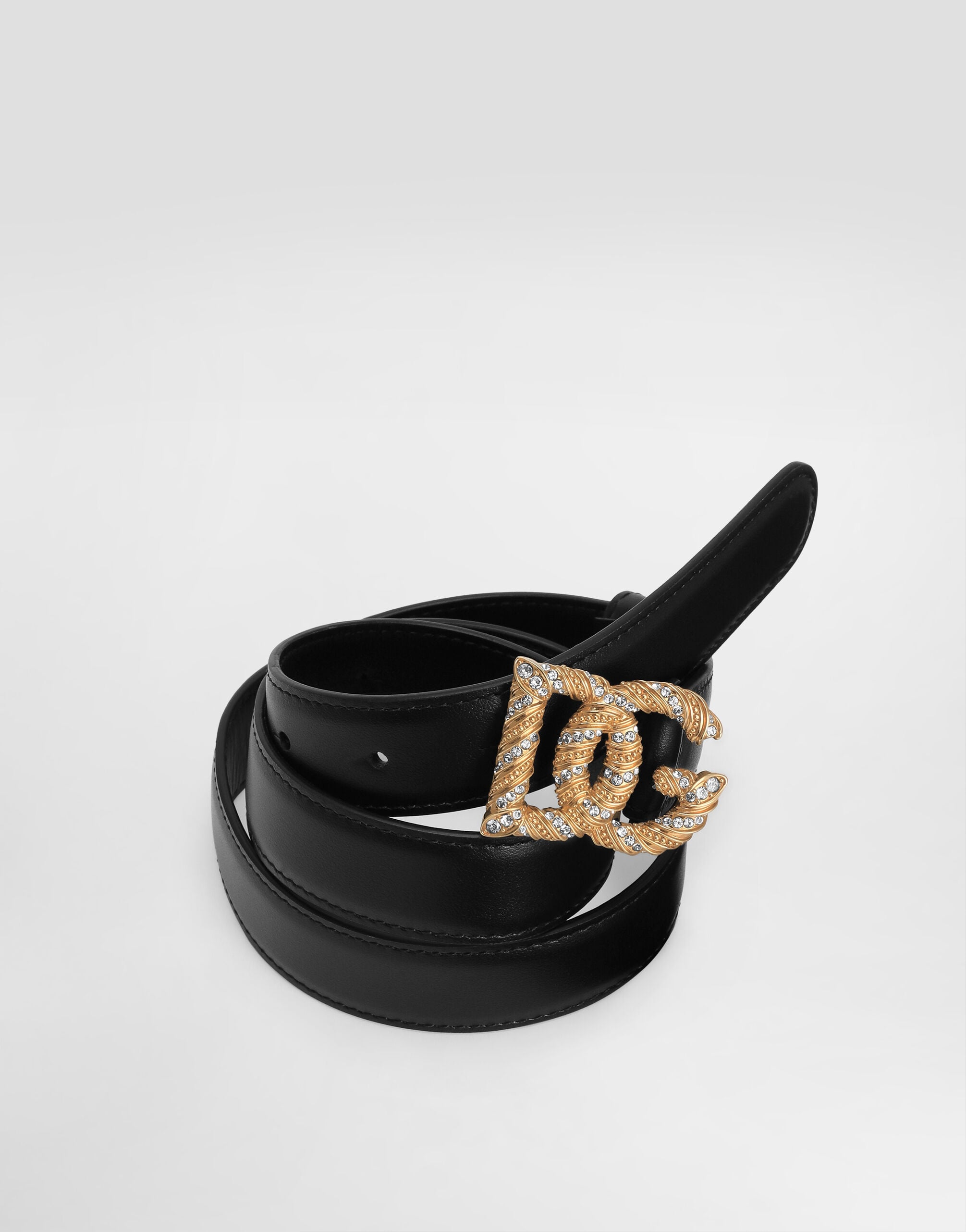Calfskin belt with DG logo in Black for Women | Dolce&Gabbana® US