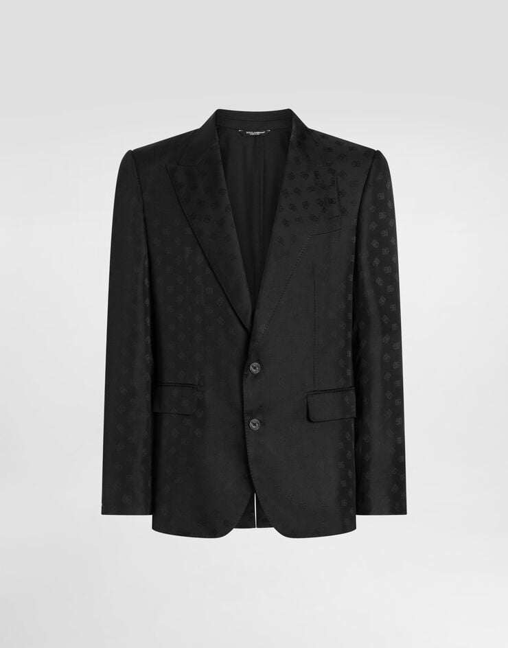 Dolce & Gabbana Chaqueta de botonadura sencilla Sicilia Light en sarga de seda Negro G2UQ8TFJ1JY