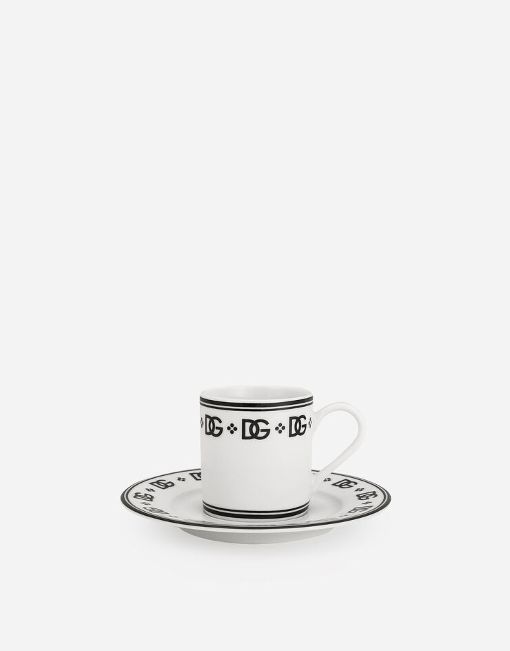 Dolce & Gabbana Set 2 Porcelain Espresso Cups with Saucers Multicolor TC0S10TCALH