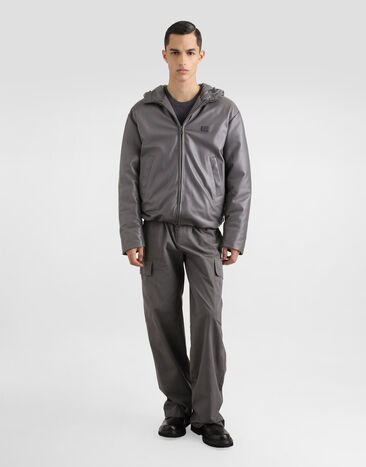 Dolce & Gabbana Padded leather jacket with hood and tag Grey G9BNDLHULUZ