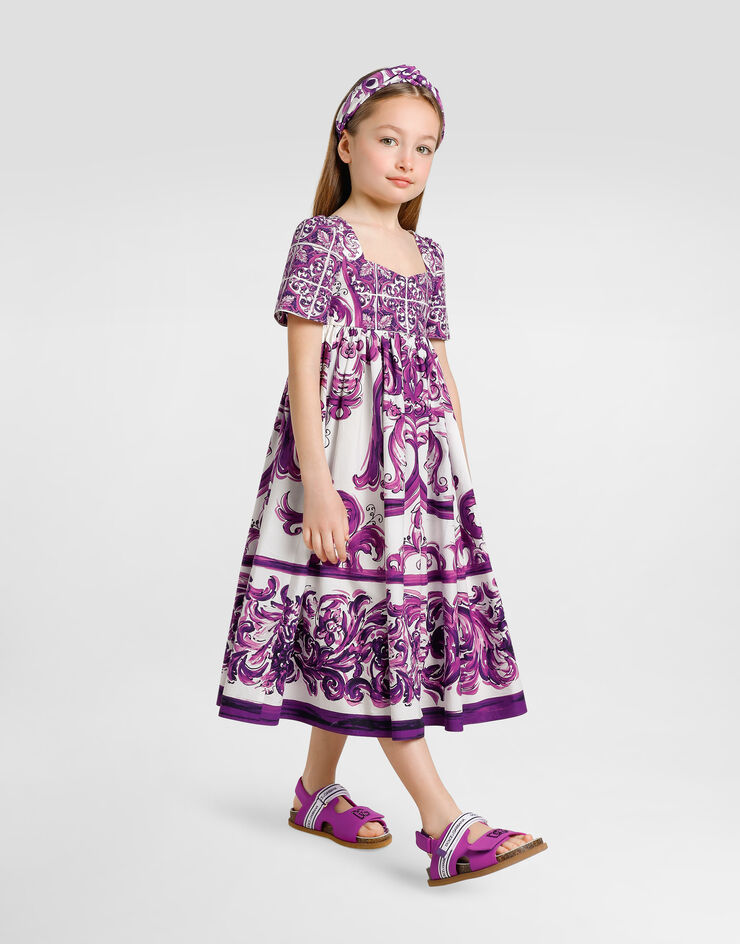 Dolce & Gabbana Majolica-print poplin dress Multicolor L54DH3FI5JP