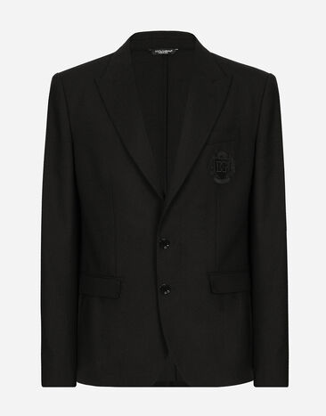 Dolce & Gabbana Chaqueta Taormina de botonadura sencilla de lana con parche DG Negro G2NW0ZFU28E