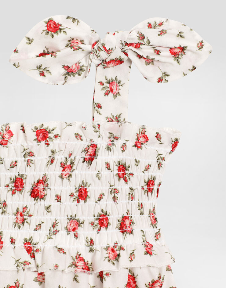 Dolce & Gabbana Combishort en popeline à imprimé petites roses Multicolor L21O84HS5UB