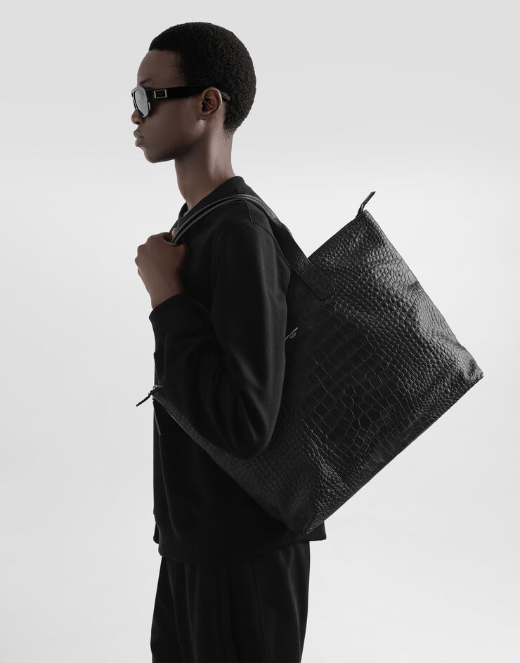 Dolce & Gabbana Medium crocodile-print calfskin shopper Black BM2375AS422