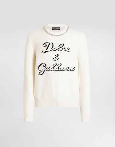 Dolce & Gabbana Wool pullover with intarsia White GXX01ZJDVC3