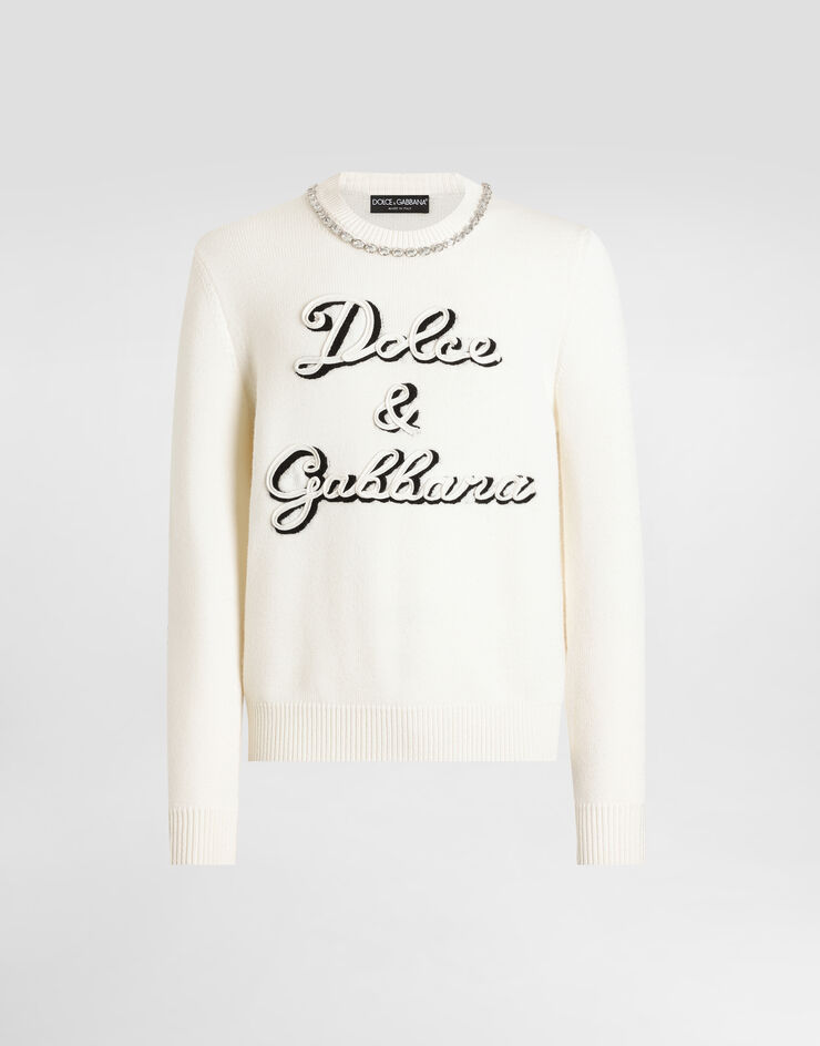 Dolce & Gabbana Wool pullover with intarsia White GXX01ZJDVC3