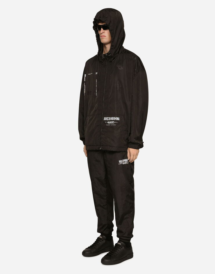 Dolce & Gabbana Hooded nylon jacket with DGVIB3 print Black G9ZV4TGH398
