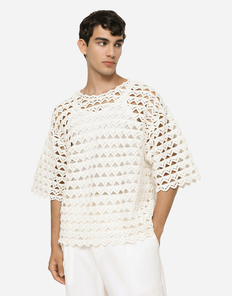 Dolce & Gabbana Cotton round-neck sweater White GXO78TJACY3