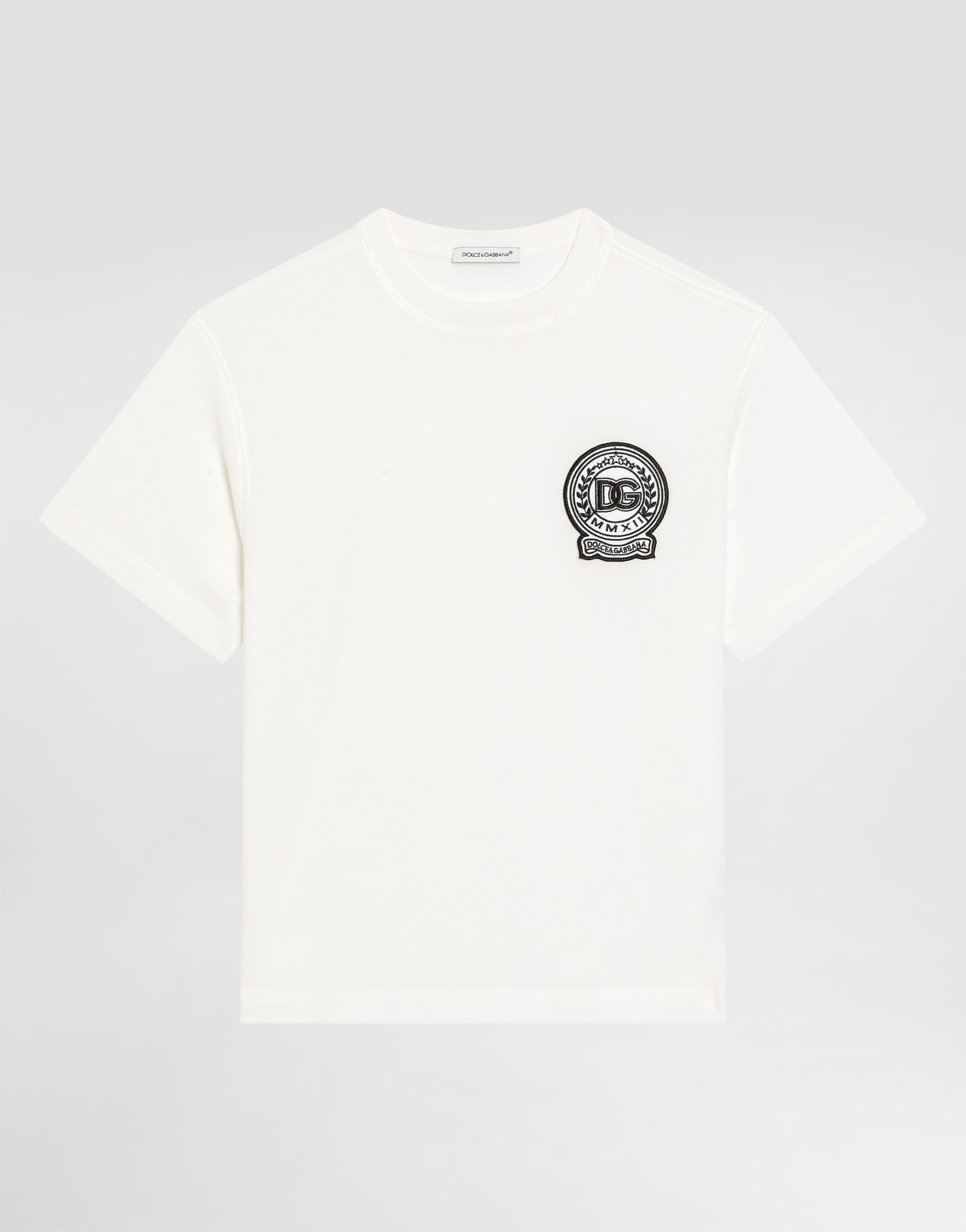 Jersey T-shirt with DG logo in White for Boys | Dolce&Gabbana®