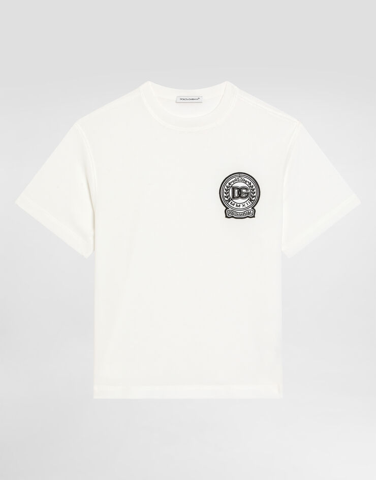 Dolce & Gabbana Jersey T-shirt with DG logo White L4JTHVG7N0F