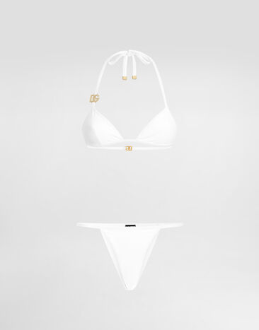Dolce & Gabbana DG 로고 트라이앵글 비키니 화이트 O8B76JONO12