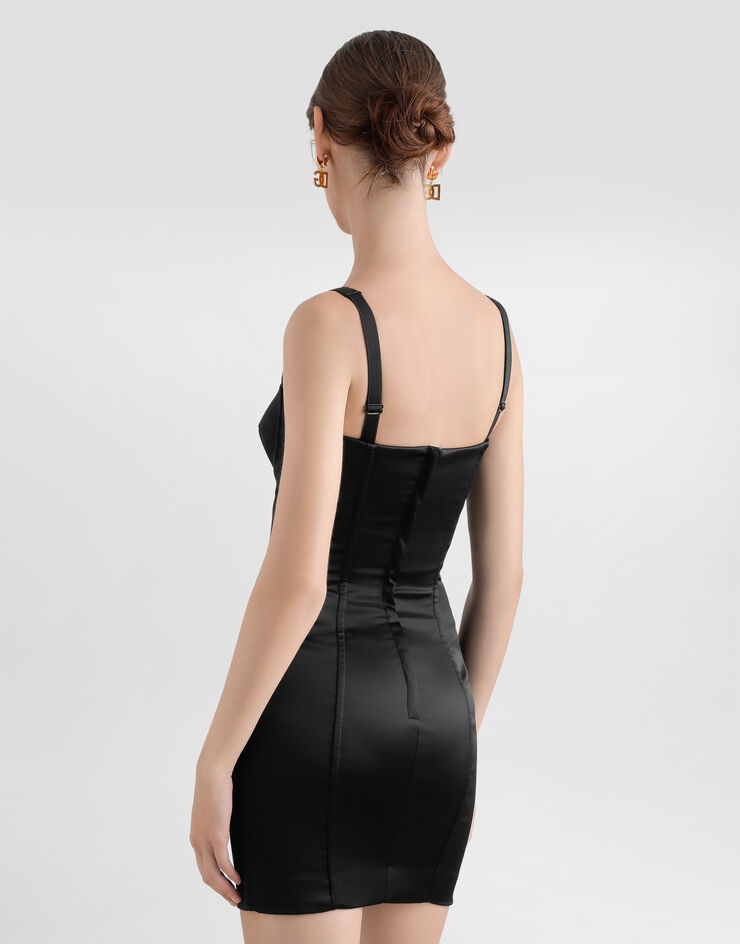 Dolce & Gabbana Miniabito a bustier in raso Nero F6CLMTFURHM