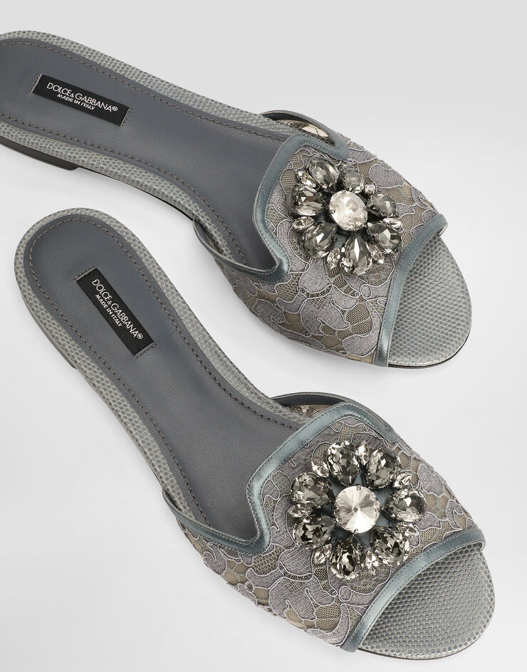 Dolce & Gabbana Lace slides with crystals Grey CQ0023AG667