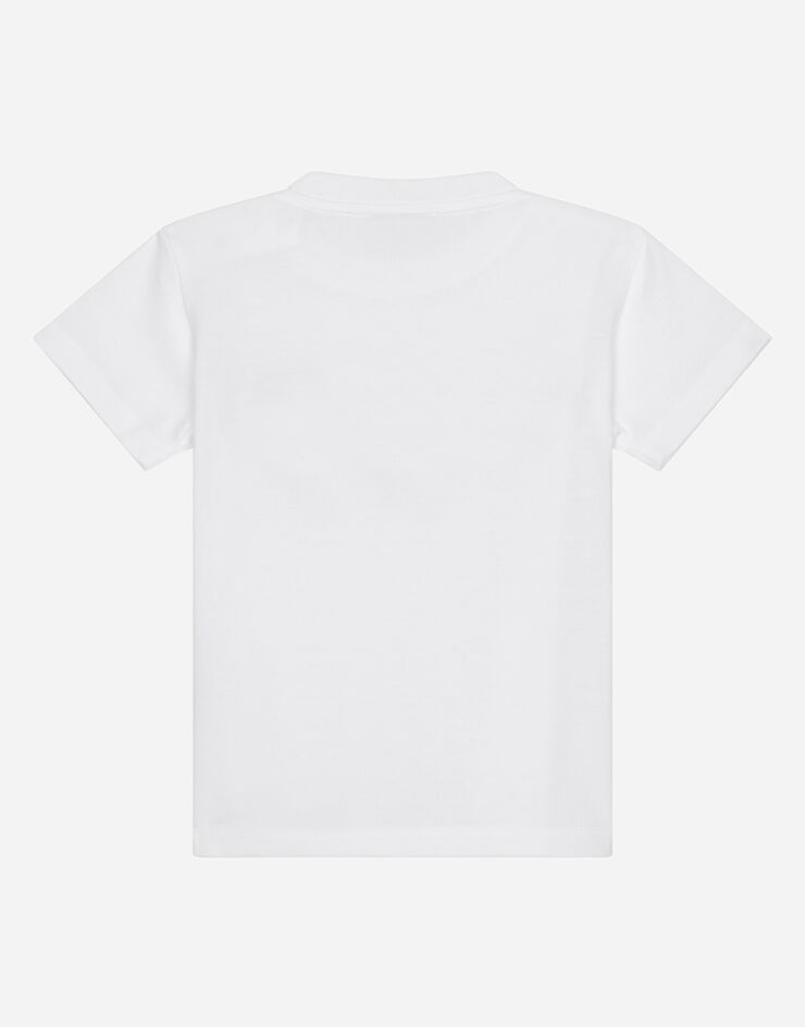 Dolce & Gabbana Jersey T-shirt with metal DG Milano logo Bianco L1JTEYG7CD8