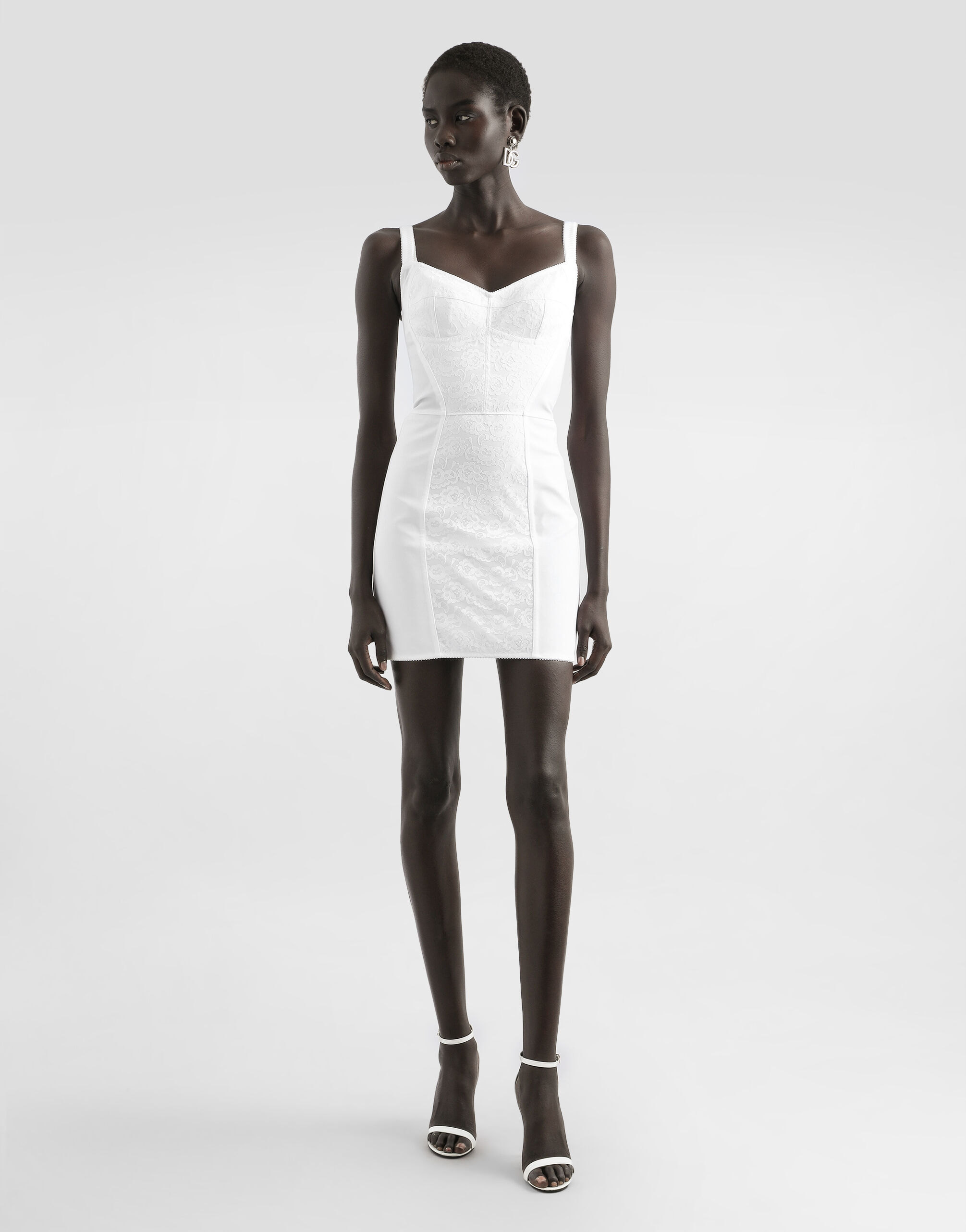 Corset-style slip dress in White for Women | Dolce&Gabbana® US