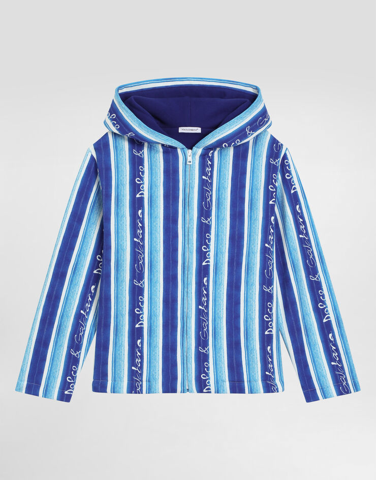 Dolce & Gabbana Hoodie with striped print Blue L4JWLCHS7PT