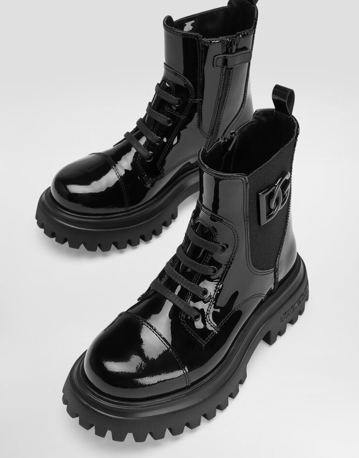 Dolce & Gabbana Patent leather ankle boots with elastic Black D11360A9A81
