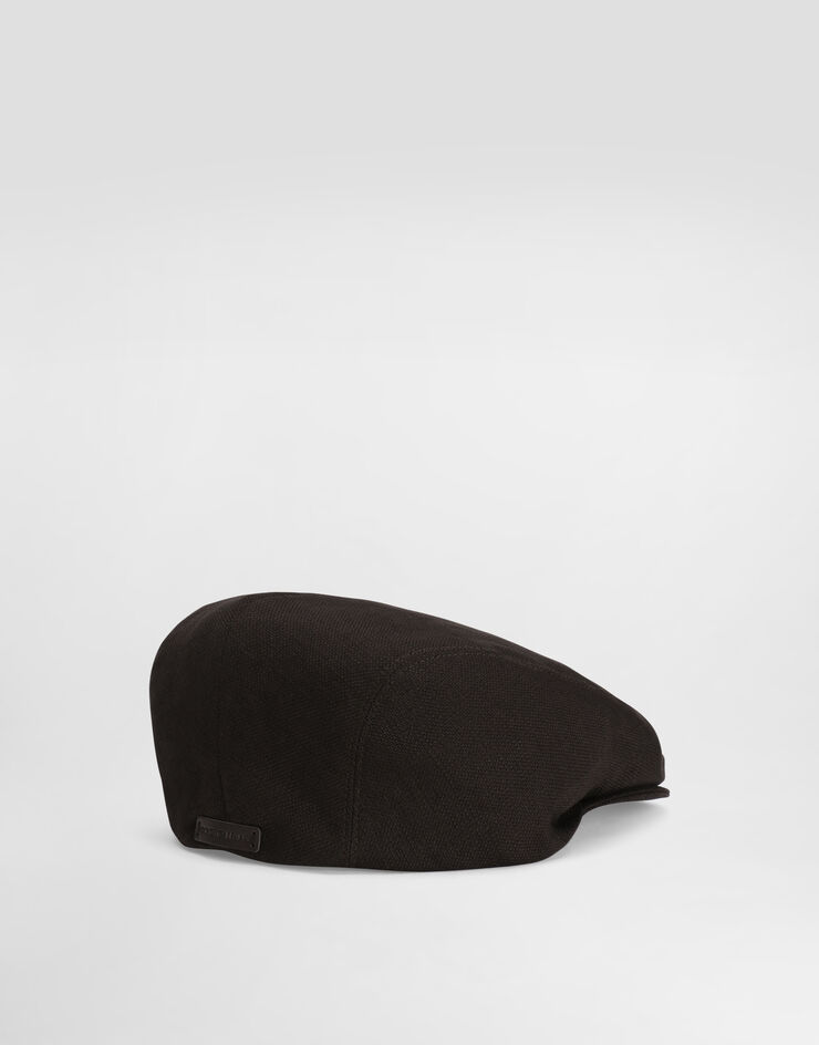 Dolce & Gabbana Gorra inglesa de lino con placa logotipo Marrón GH587AGJ061