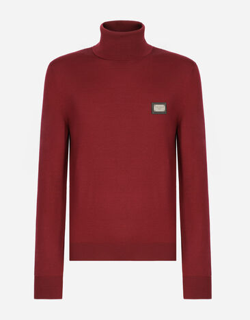 Dolce & Gabbana Wool turtle-neck sweater with branded tag Black GXO39TJEMQ4