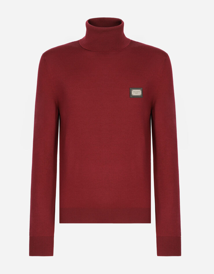 Dolce&Gabbana Wool turtle-neck sweater with branded tag Bordeaux GXO35TJCVC7