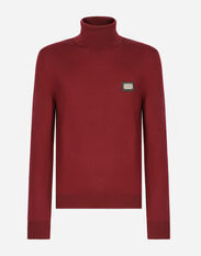 Dolce & Gabbana Wool turtle-neck sweater with branded tag Bordeaux GXO38TJCVC7