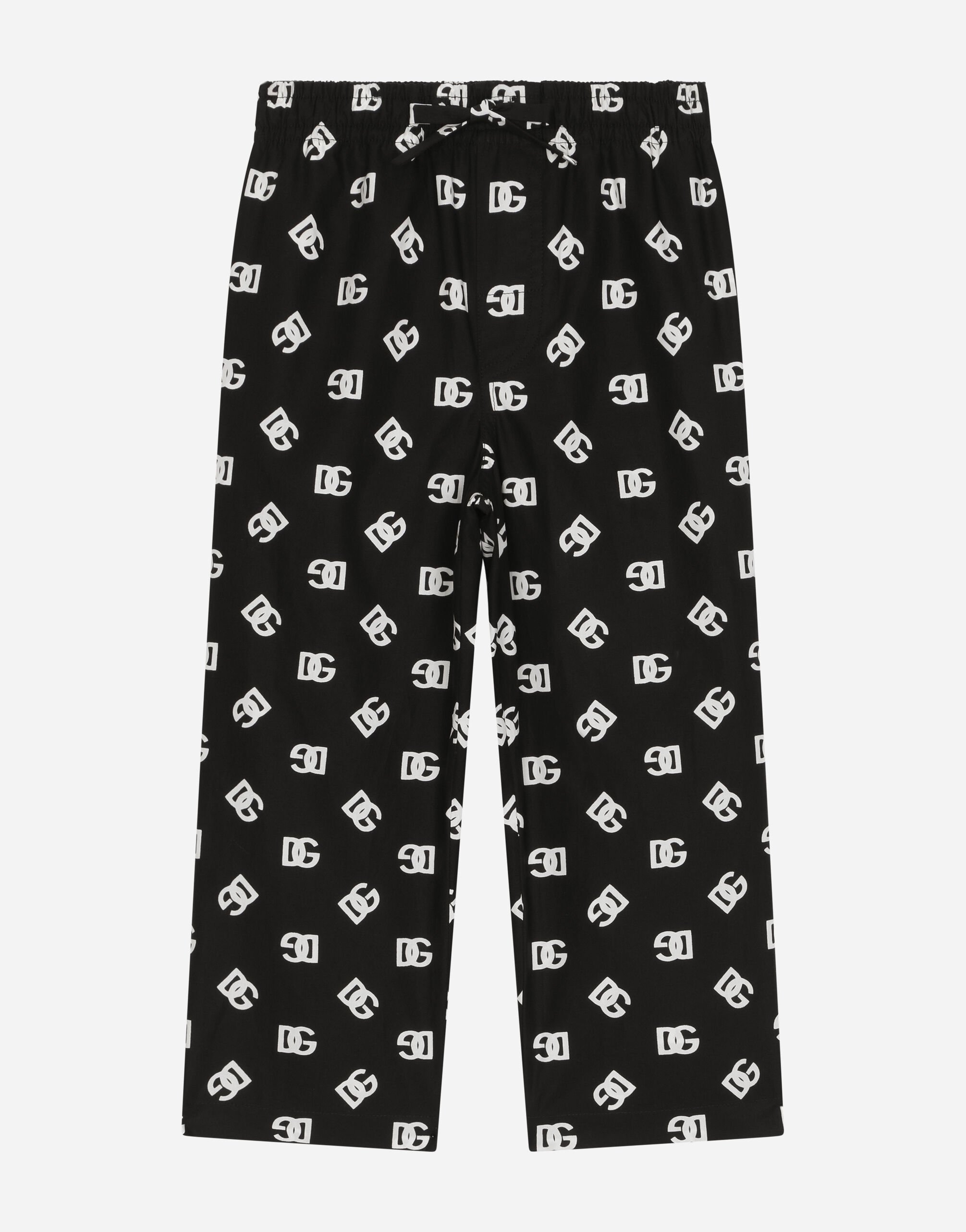 Dolce & Gabbana Poplin pajama trousers with DG logo print Animal Print L52Q33G7I2K
