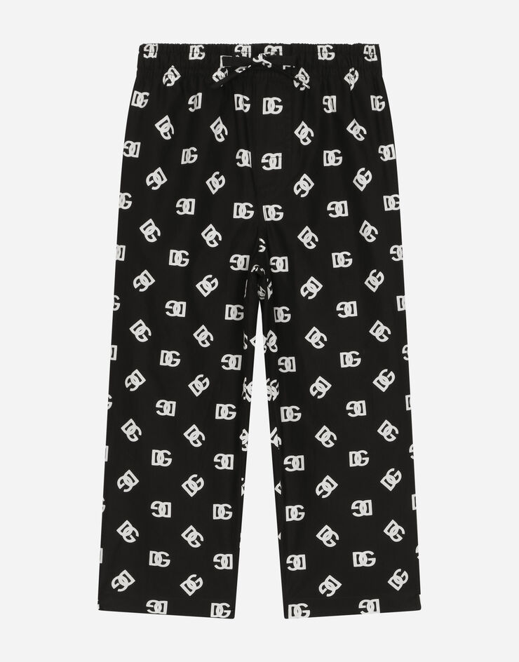 Dolce & Gabbana Pantalón tipo pijama de popelina con estampado del logotipo DG Multicolor L43P44G7IJ3