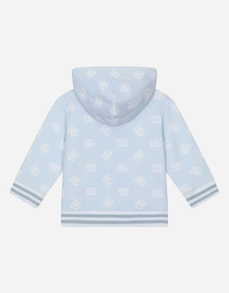Dolce & Gabbana Zip-up jersey hoodie with DG logo print Azure L1JWHLG7I4K