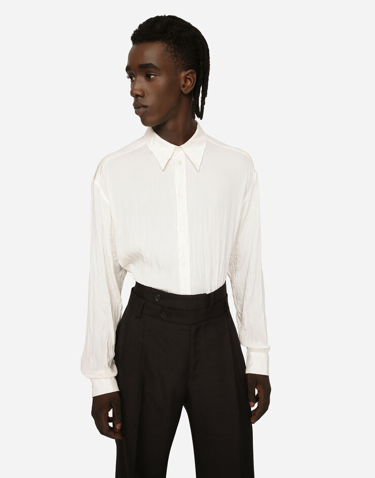 Dolce & Gabbana Oversize stretch satin charmeuse shirt White G5IT7TFUABF