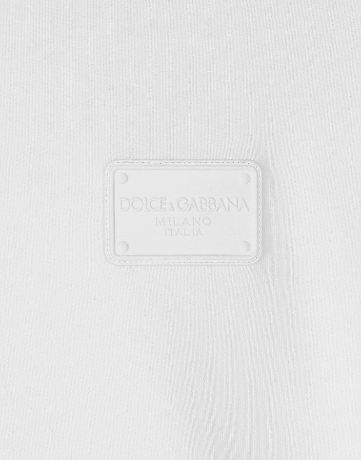 Dolce & Gabbana Sweatshirt aus Jersey mit DG-Logoplakette Weiss G9AHSTG7NTZ