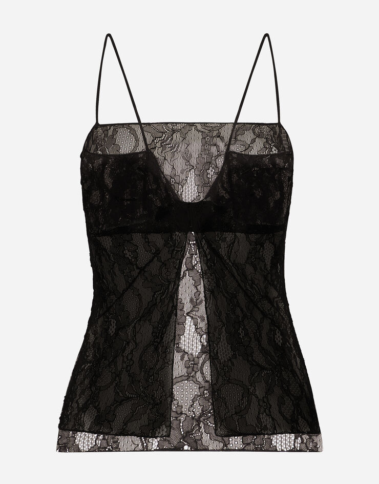 Dolce & Gabbana Floral stretch lace top Black F772YTFLUBM