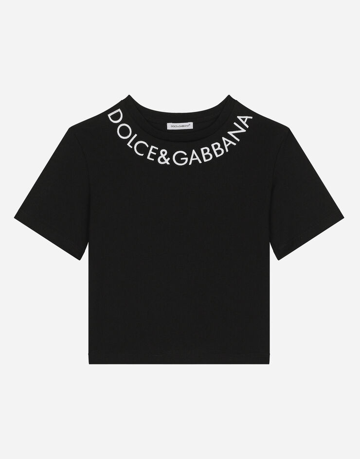 Dolce & Gabbana Dolce&Gabbana 로고 저지 티셔츠 블랙 L5JTKTG7L1K
