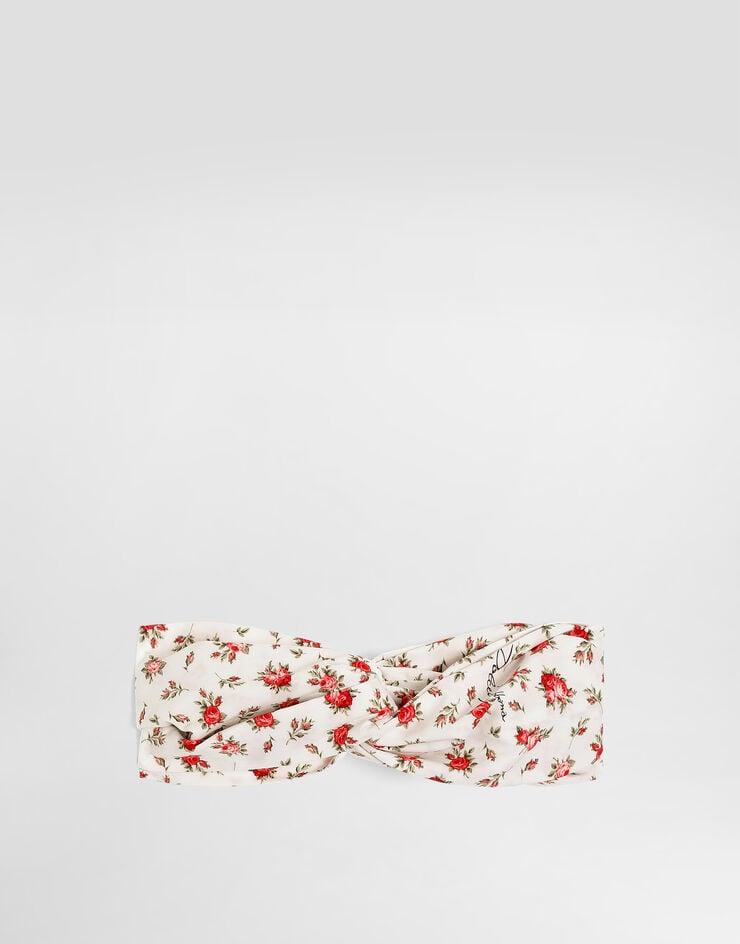 Dolce & Gabbana Small rose-print braided poplin headband Multicolor LB5H09HS5UB